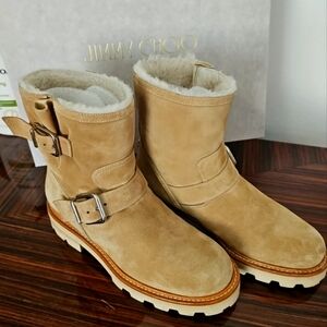 $1,995 Jimmy Choo Youth II Suede Biker Boots 39